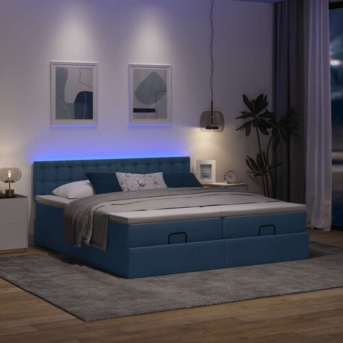 vidaXL otomanski okvir kreveta s madracima plavi 180x200cm od tkanine Cene