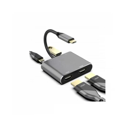 E-green adapter usb tip c- 2xHDMI + usb 3.0+PD 60W (4 u 1) Slike