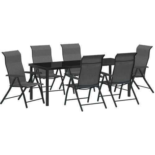 VidaXL Set od 7 dijelova vrtne blagovaonske garniture siva poli ratan Slike