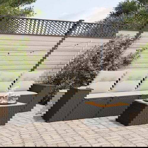 VidaXL 5-dijelna vrtna garnitura od poliratana s jastucima crna Slike