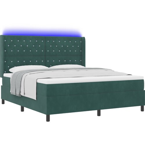 vidaXL Box spring krevet Tamnozelena 180 x 200 cm Baršun - Tamnozelena 180 x 200 cm Kristal s dugmadima Cene