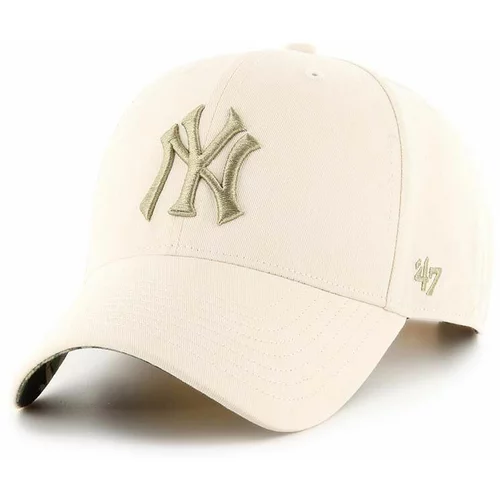 47 Brand Pamučna kapa sa šiltom MLB New York Yankees boja: bež, s aplikacijom, B-TPCSP17CTP-NT