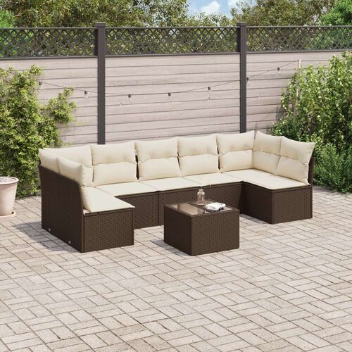vidaXL 8-dijelni set vrtnih sofa s jastucima smeđi od poliratana Cijene