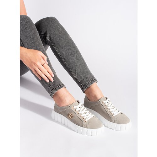 Shelvt Gray suede leather platform shoes Cijene