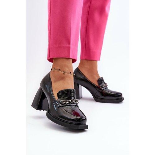 Kesi Patented black Terimene pumps with chunky heels Slike