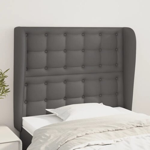 Uzglavlje s ušima sivo 93x23x118/128 cm od umjetne kože Cene