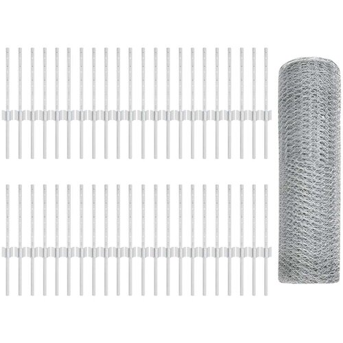 vidaXL Stupovi ograde 11 kom U-kanal 40 cm Pocinčani čelik, Šesterokutna ograda 0.4x100 m Pocinčani čelik Cijene