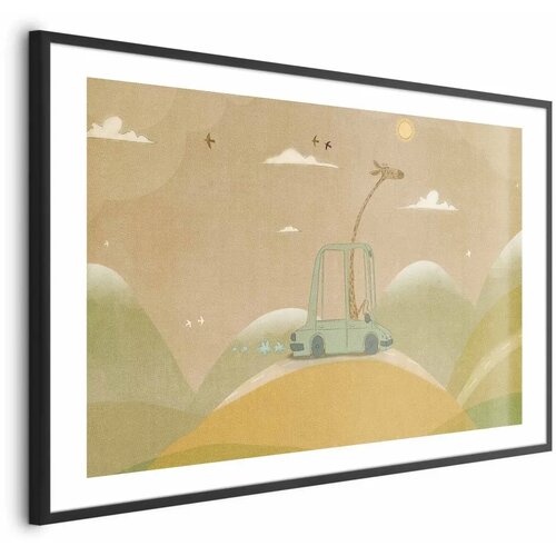  Plakat - Traveling Giraffe 60x40 Crni okvir s margom Cene