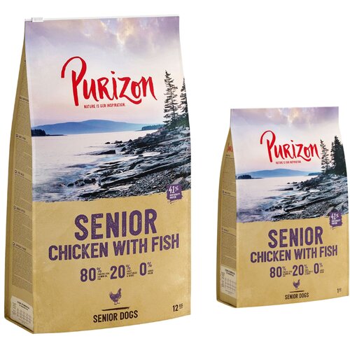 Purizon 12 kg + 2 kg gratis! 14 kg - Senior piščanec in riba - brez žit Cene
