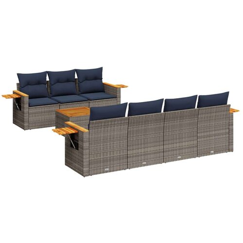  Vrtna garnitura - 8-dijelni set vrtnih sofa od poliratana s jastucima sivi - Siva 1 Slike