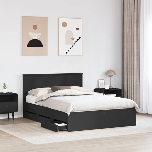  Krevetna konstrukcija Crna 150 x 200 cm Inženjersko Drvo Slike