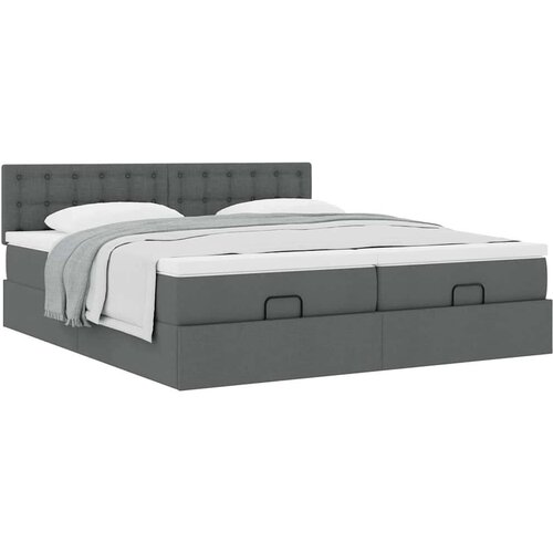 VidaXL otomanski okvir kreveta s madracima tamnosivi 200x200cm tkanine Slike