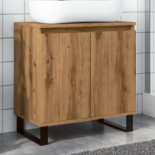 vidaXL Kopalniška omarica artisan hrast 58x33x60 cm inženirski les Cene