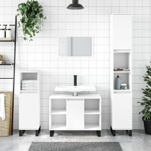 VidaXL Kupaonski ormarić bijeli 80 x 33 x 60 cm od konstruiranog drva Slike