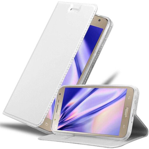 Cadorabo Ohišje, združljivo z Samsung Galaxy J7 2015 v klasično srebrno - Zaščitni ovitek z magnetnim zapiranjem, stoječo funkcijo in režo za kartice, (20550453) Cene