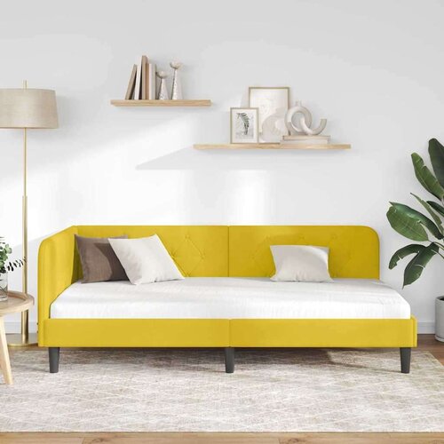 VidaXL Kutni okvir kreveta s uzglavljem Žuta 90 x 190 cm Bar&amp;scaron;un Slike