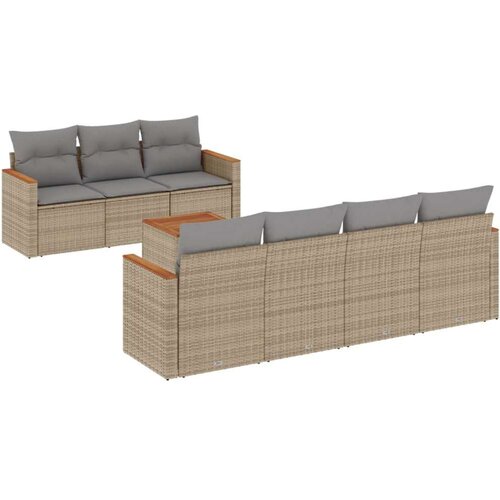  8-dijelni set vrtnih sofa s jastucima bež od poliratana Slike
