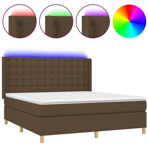 Maison Chic Box spring postelja - Vzmetna postelja z vzmetnico LED temno rjava 180x200cm blago SL9608, (21902840) Cene