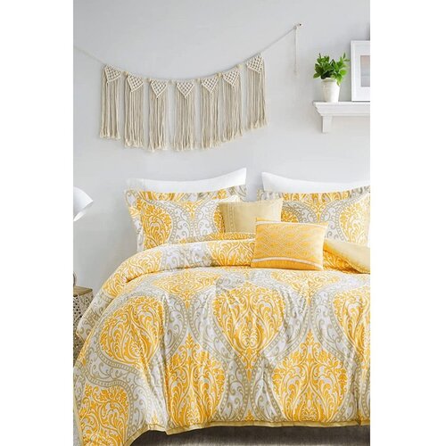 Mila Home Rumena/siva posteljnina za zakonsko posteljo/podaljšana iz renforce bombaža z rjuho/4-delna 200x220 cm Ethnic – Cene