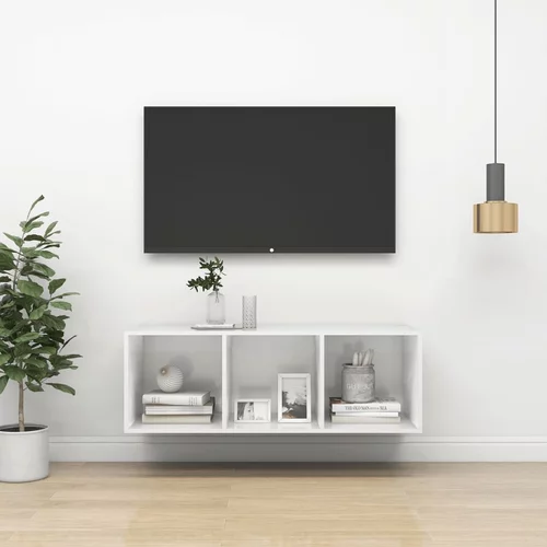 vidaXL Zidni TV ormarić visoki sjaj bijeli 37 x 37 x 107 cm od iverice