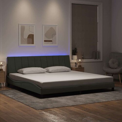 VidaXL okvir kreveta s led svjetlima svijetlosivi 200x200cm bar&amp;scaron;unasti Slike