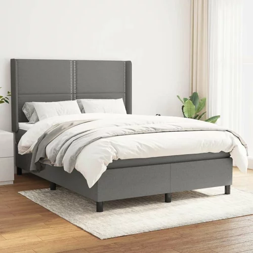  Box spring postelja z vzmetnico temno siva 140x200 cm blago, (20726200)