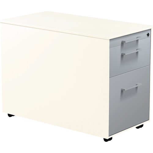 mauser Predalnik na kolesih, VxG 570 x 800 mm, 1 predal za material, 1 predal za obešalne mape, čisto bele / aluminijasto srebrne / čisto bele barve Cene
