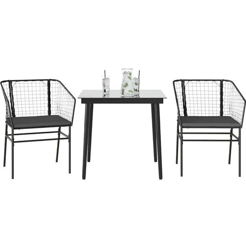  Vrtna garnitura - 3-dijelni vrtni blagovaonski set s jastucima od crnog Cene