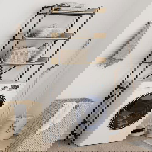 VidaXL Polica za perilicu rublja boja hrasta 67x25x163 cm drvena Slike