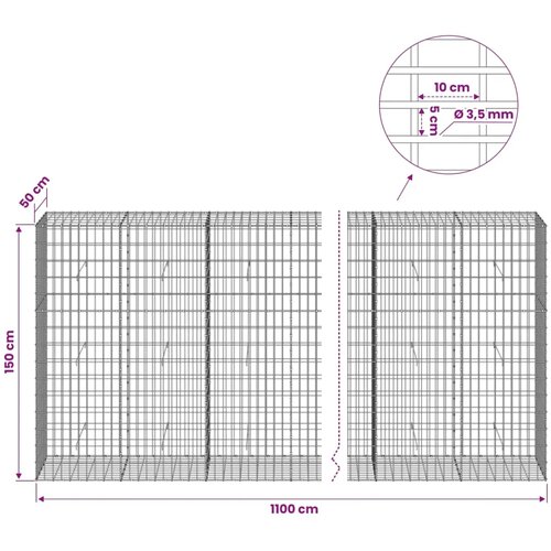 Gabion s žicom debljine 3 5 mm i mrežom 5x10 cm 1100x50x150 cm - 50 cm 150 cm 1100 cm Slike