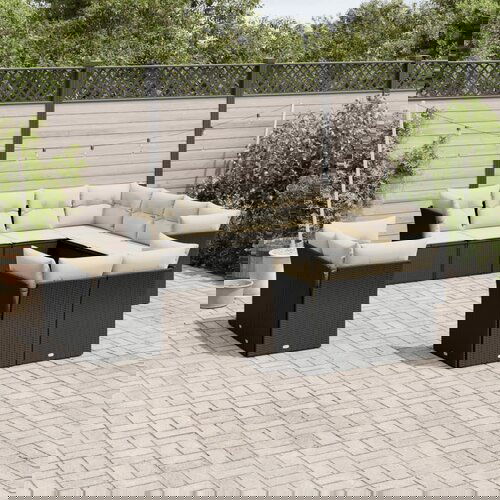 vidaXL Vrtna sedežna garnitura 11-delna z blazinami črn poli ratan Cene