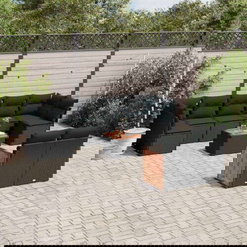  10-dijelni set vrtnih sofa s jastucima crni od poliratana Slike