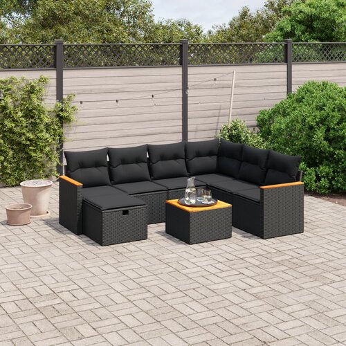 vidaXL 8-dijelni set vrtnih sofa od poliratana s jastucima crni Cijene