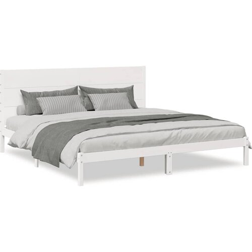  Dugi okvir kreveta bez madraca bijeli 180 x 210 cm masivno drvo Slike