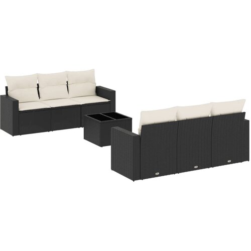  7-dijelni set vrtnih sofa od poliratana s jastucima crni Slike