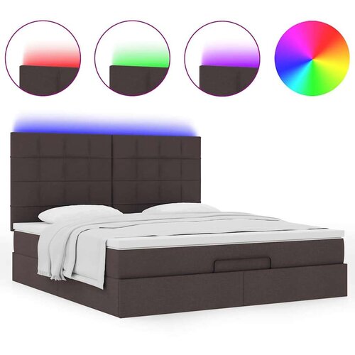  Otomanski krevet s madracem i LED tamnosmeđi 180x200 cm tkanine Slike
