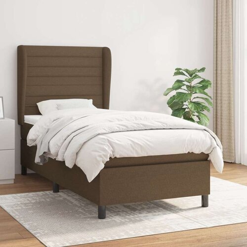  Box spring postelja z vzmetnico temno rjava 80x200 cm blago, (20898795) Slike