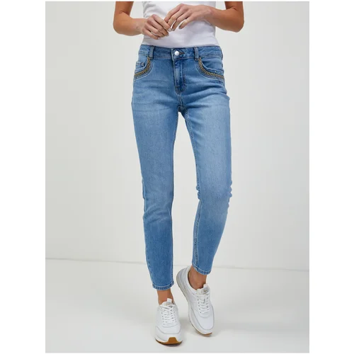 Orsay Light Blue Shortened Skinny Fit Jeans - Women