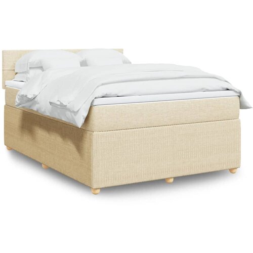 vidaXL Box spring postelja z vzmetnico krem 160x200 cm blago Cene