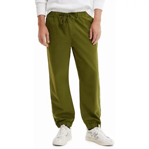 Desigual Pamučne hlače boja: zelena