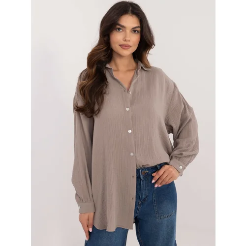 Fashionhunters Dark beige long shirt SUBLEVEL