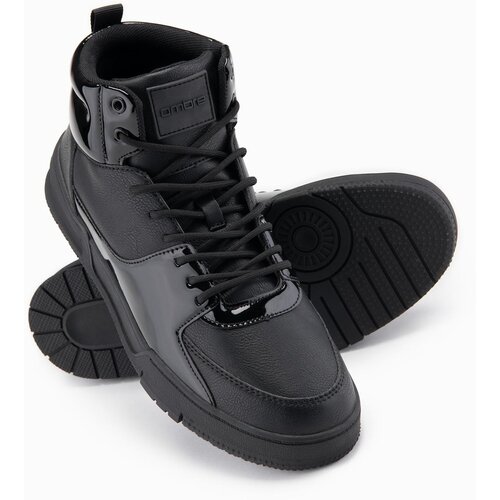 Ombre Men&amp;#039;s high boots sneakers with shiny elements - black Slike