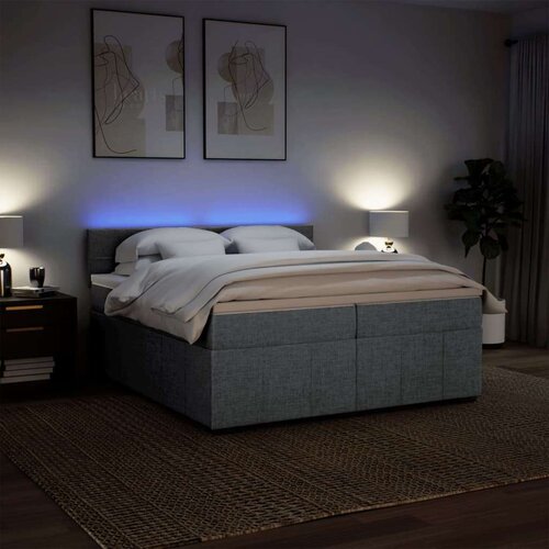 VidaXL Krevet s oprugama i madracem svjetlosivi 200 x 200cm od tkanine Slike