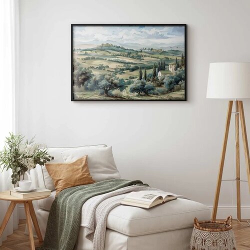  Plakat - Landscape with Sunny Green Fields 60x40 Crni okvir Slike