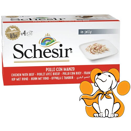Schesir multipac Dog Chicken With Beef 4x85g, Hrana Sa Piletinom i Govedinom Cene