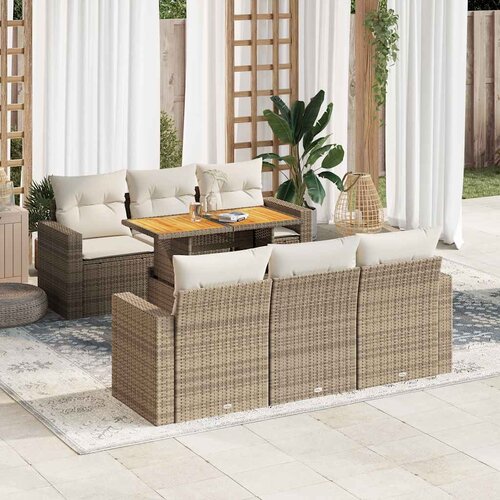 VidaXL 7-dijelni set vrtnih sofa od poliratana s jastucima bež Slike