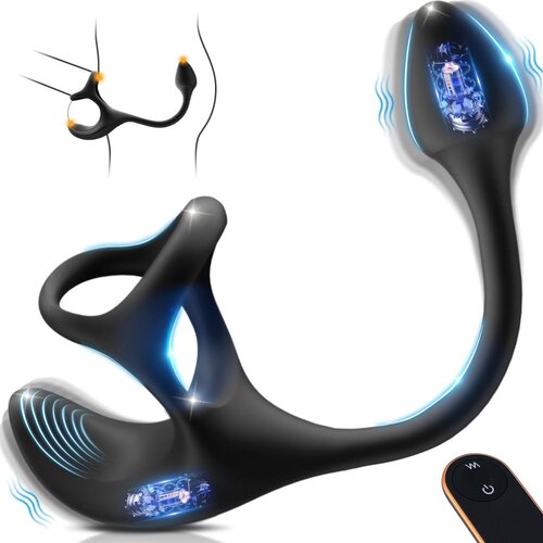 SuperLove Prostate &amp;amp; Balls Anal Lock Ultimate Stimulator with Remote Black Slike