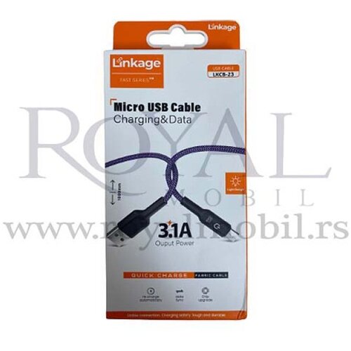  usb kabal linkage charging &amp;amp; data LKCB-23 micro 3.1A 1m plavi Slike