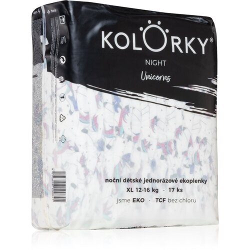 Kolorky Night Unicorn ekološke plenice za enkratno uporabo za popolno zaščito ponoči velikost XL 12-16 Kg 17 kos Cene