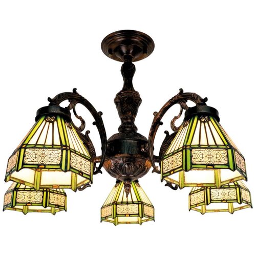 Brilagi Tiffany vitražan plafonski luster EMERALD 5xE27/60W/230V prečnik 60 cm Cene